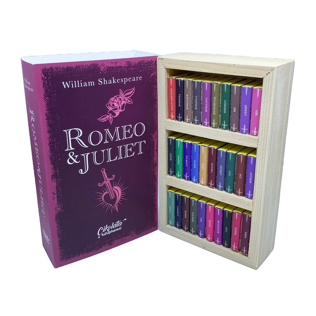Romeo ve Juliet Temalı Çikolata Kütüphanesi Cilt Kapaklı